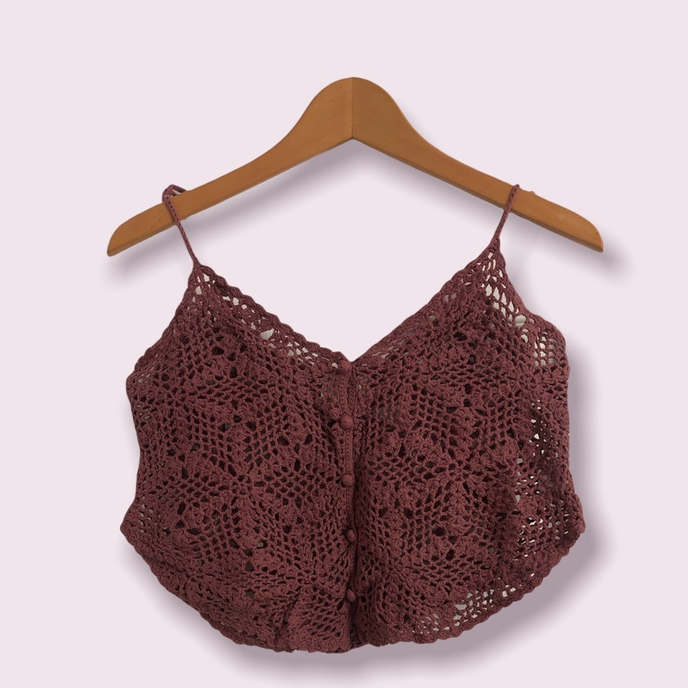 Crochet cropped top - Mauve